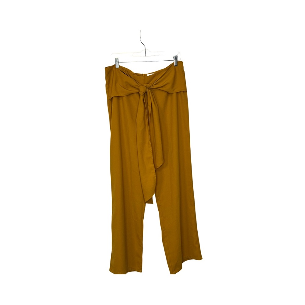 Just Fab Wide Leg Front Tie Ankle Pants Size XL Gold
